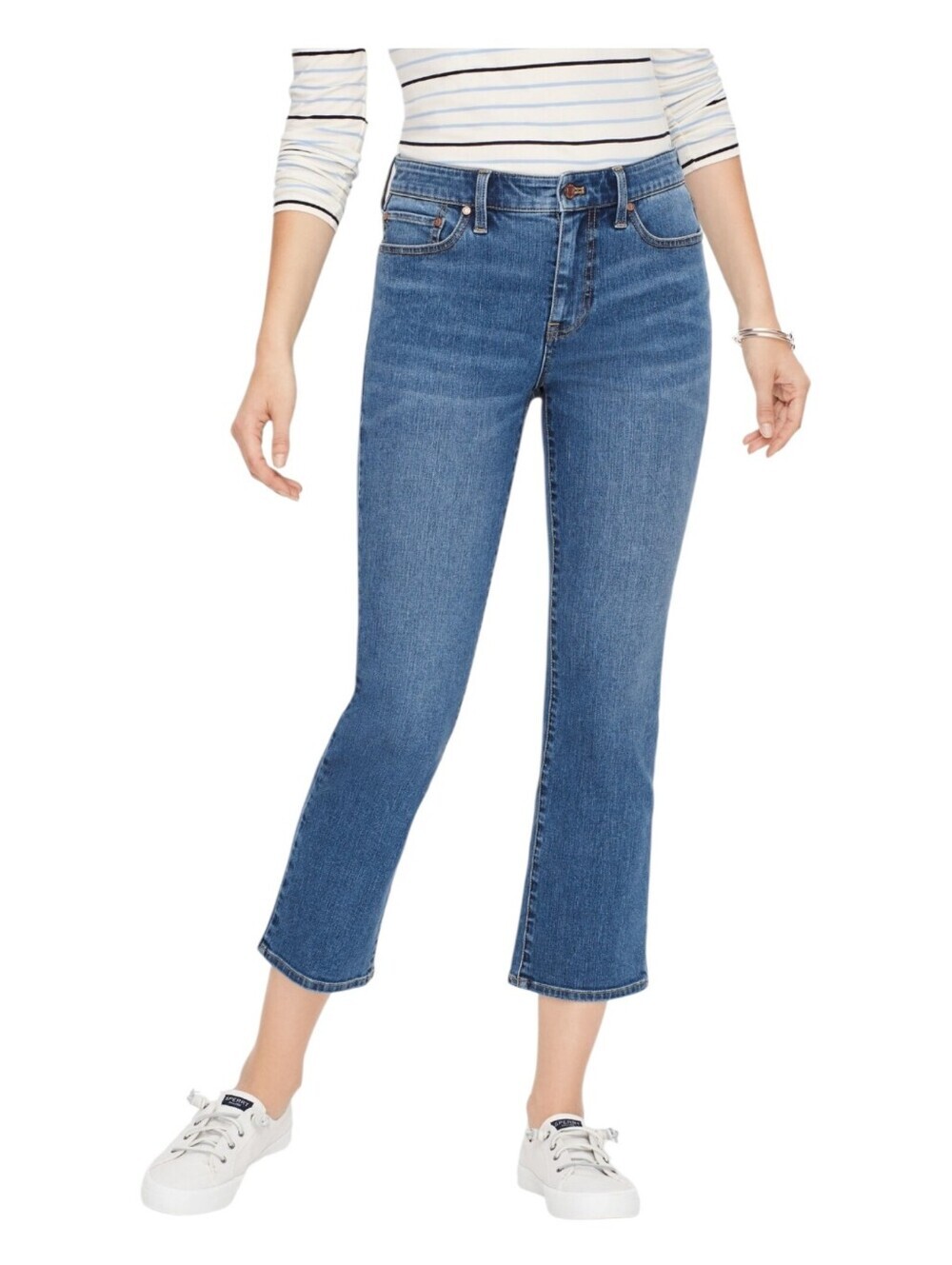 Talbots Womens Hull Dark Wash Crop Flare Denim Jeans Size 2